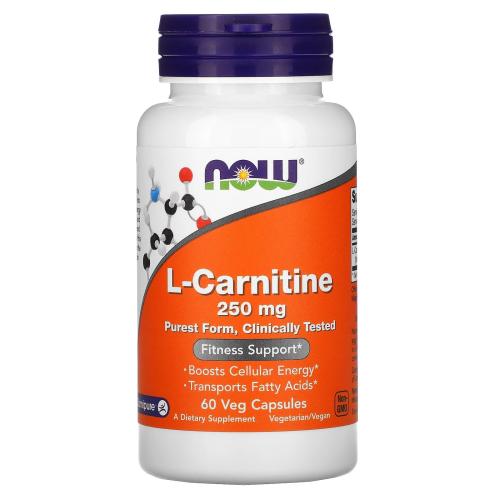 Now Foods L-Carnitine 250mg Συμπλήρωμα Διατροφής που Βοηθά τη Καρδιαγγειακή Υγεία & την Παραγωγή Ενέργειας 60veg.caps